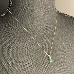 Oval Emerald and Diamond Accent Stacked Pendant in 14K Italian Gold